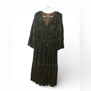 Johnny Was Olive Green Long Sleeve Dress